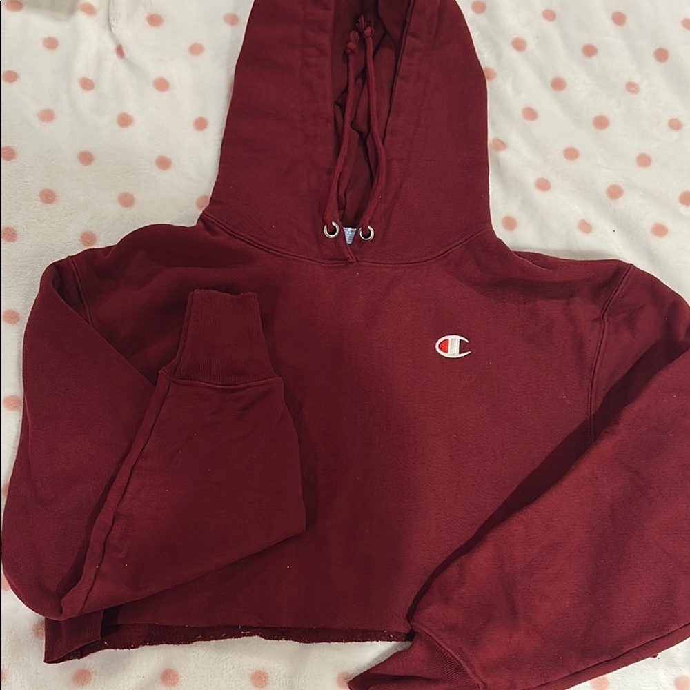 Champion Maroon Cropped Hoodie